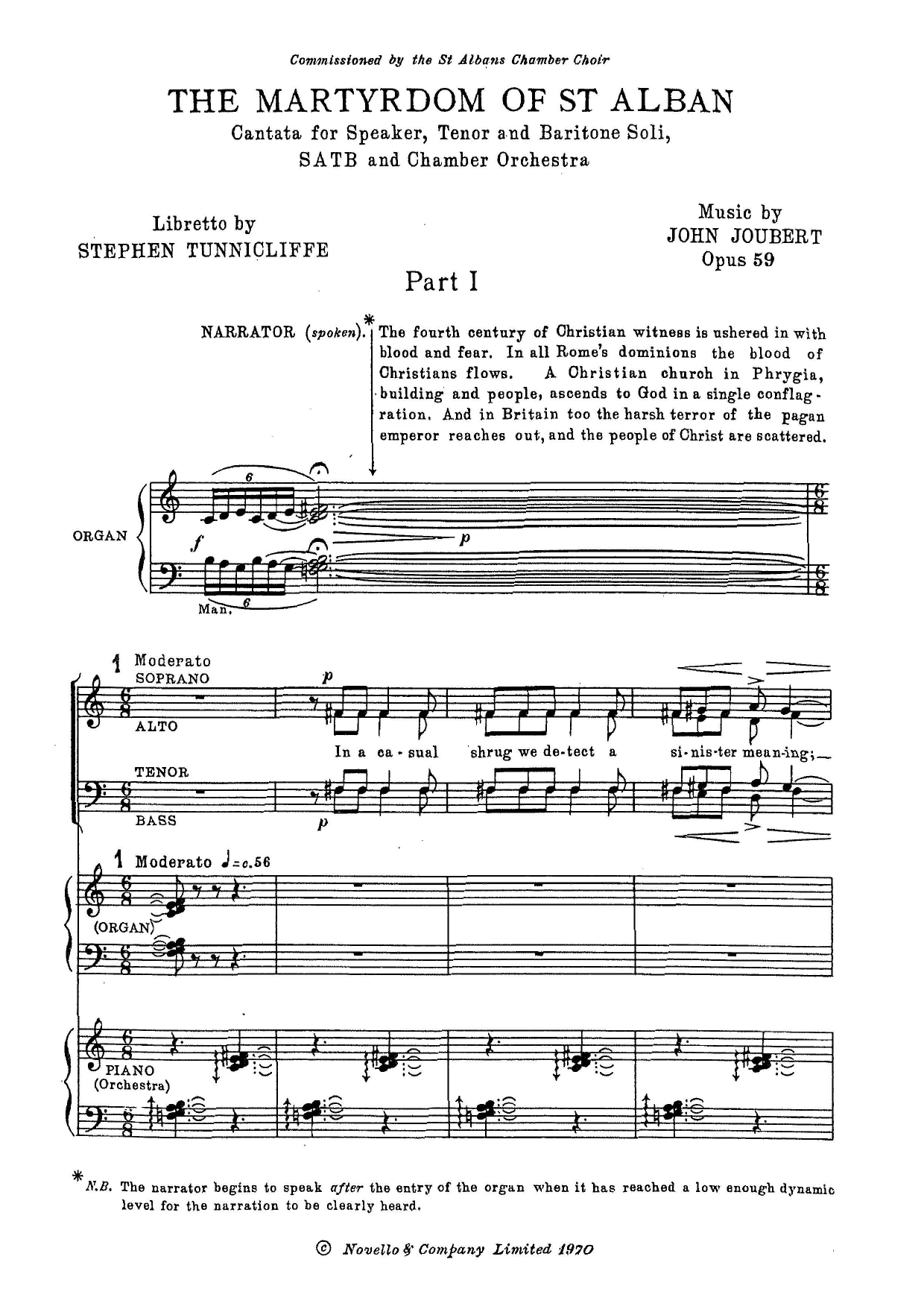 John Joubert The Martyrdom of St. Alban sheet music notes and chords arranged for SATB Choir