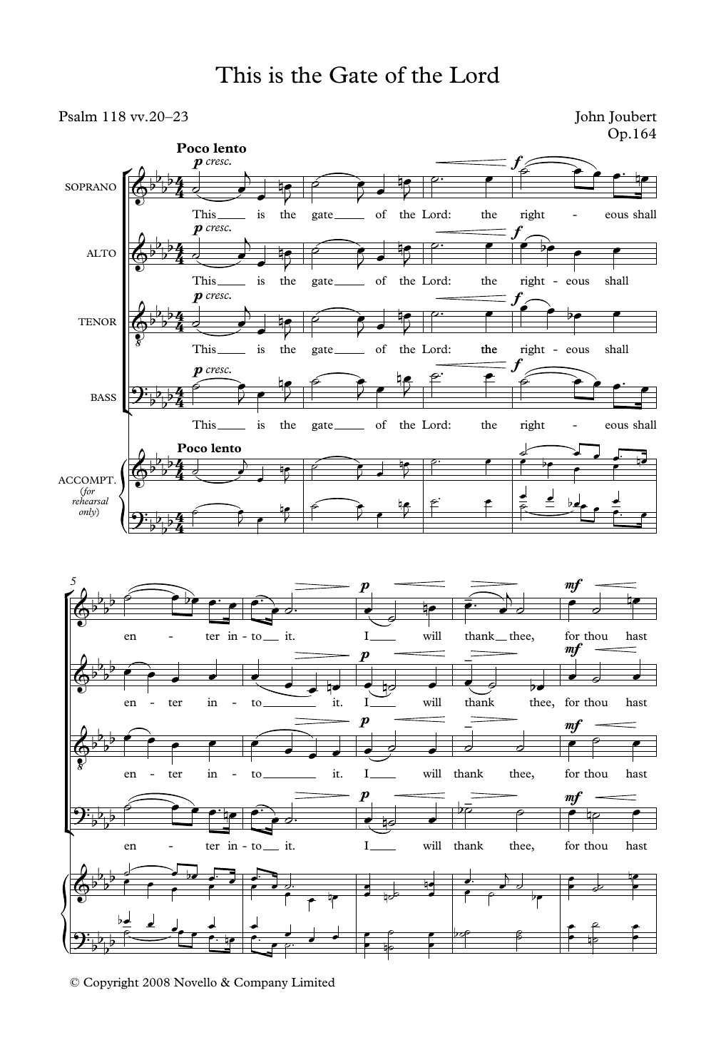 John Joubert This Is The Gate Of The Lord sheet music notes and chords arranged for Choir