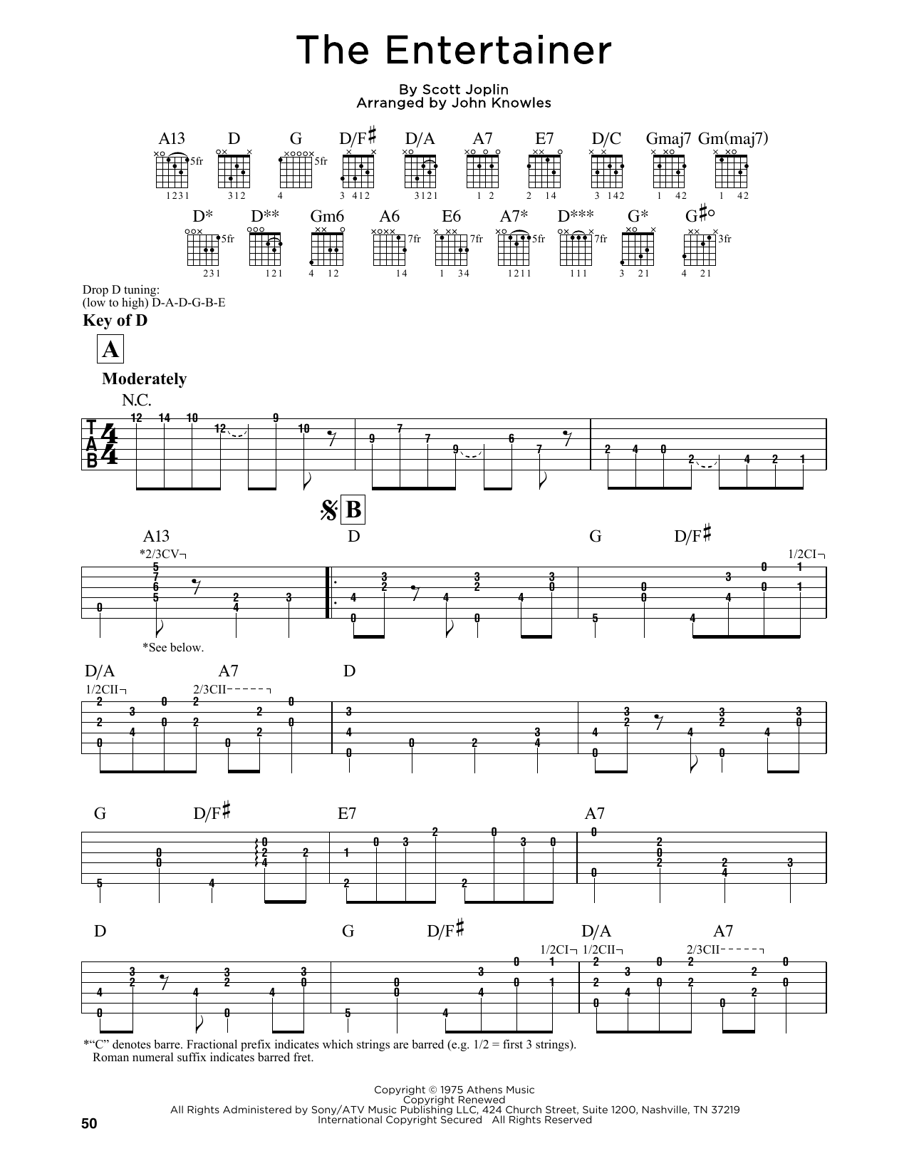 John Knowles The Entertainer sheet music notes and chords arranged for Guitar Lead Sheet