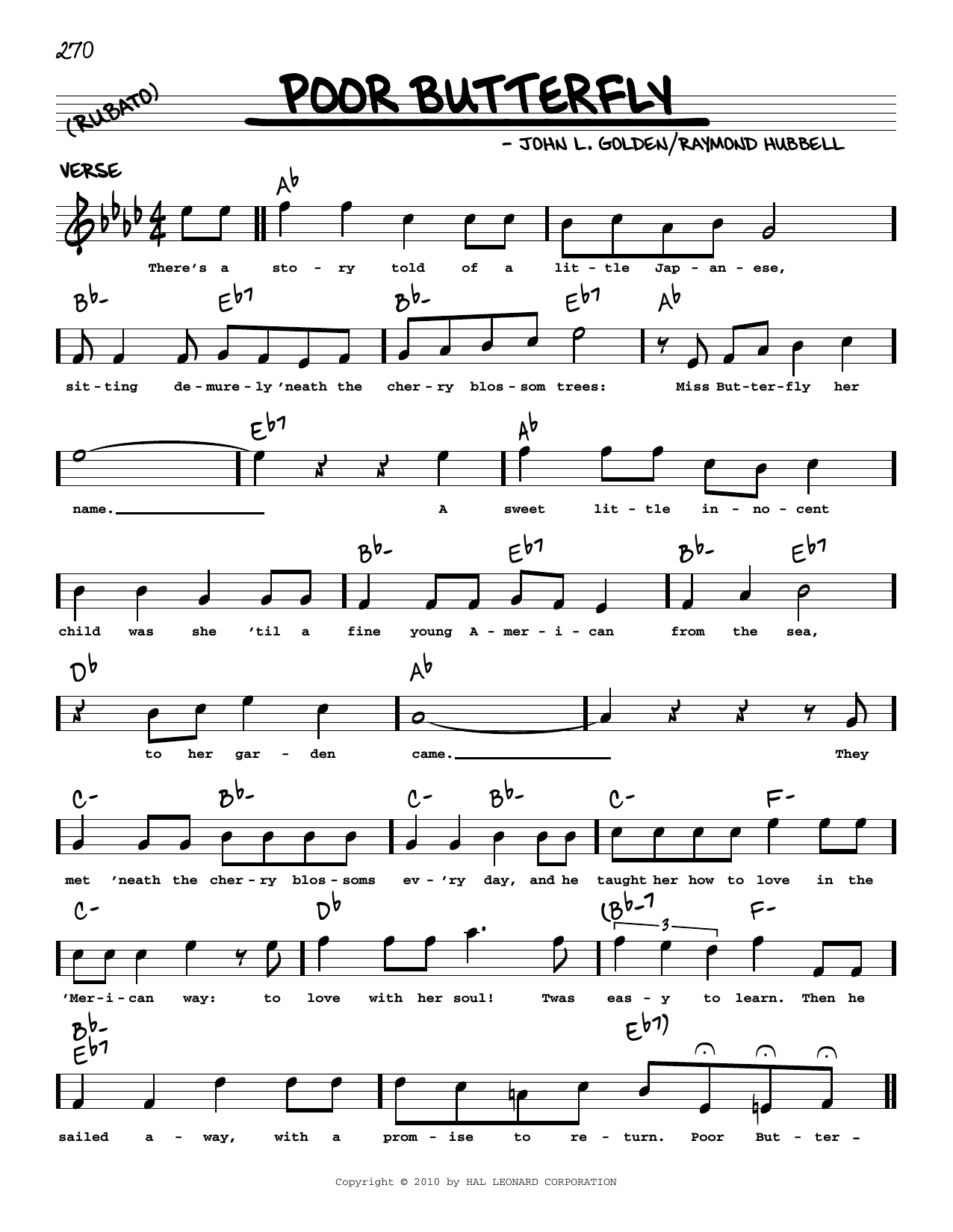 John L. Golden Poor Butterfly (arr. Robert Rawlins) sheet music notes and chords arranged for Real Book – Melody, Lyrics & Chords