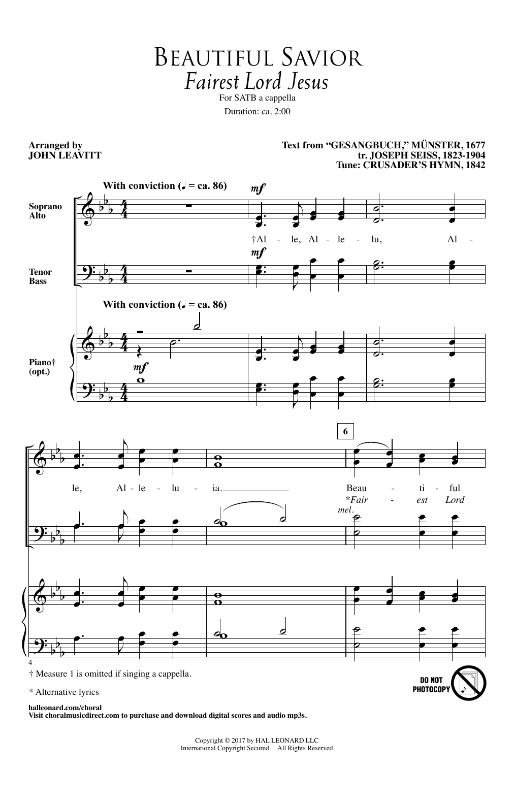 John Leavitt Beautiful Savior sheet music notes and chords arranged for SATB Choir