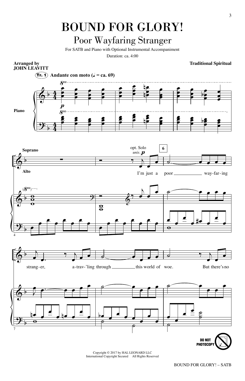 John Leavitt Bound for Glory! sheet music notes and chords arranged for SATB Choir