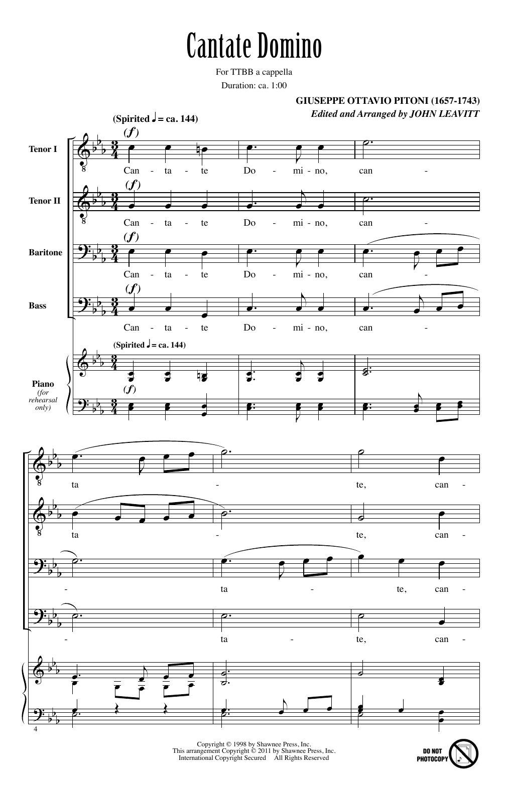 John Leavitt Cantate Domino sheet music notes and chords arranged for TTBB Choir