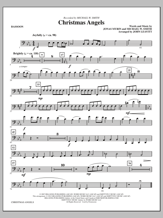 John Leavitt Christmas Angels - Bassoon sheet music notes and chords arranged for Choir Instrumental Pak