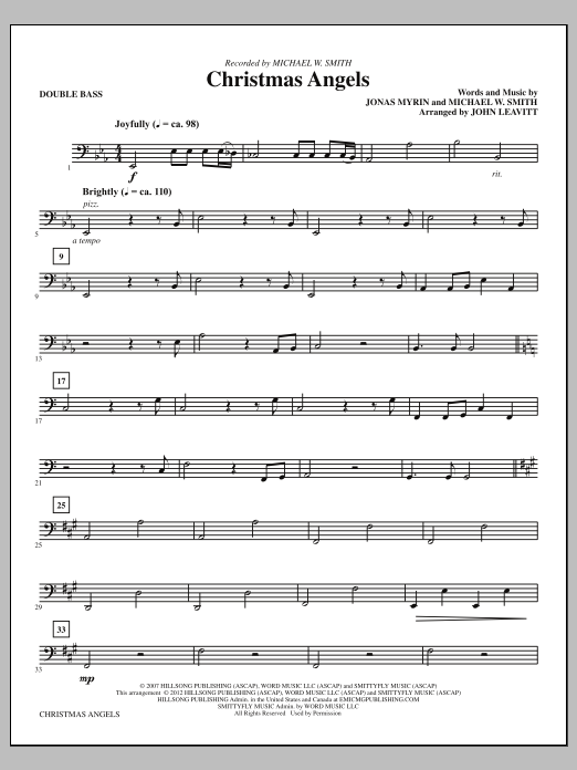 John Leavitt Christmas Angels - Double Bass sheet music notes and chords arranged for Choir Instrumental Pak