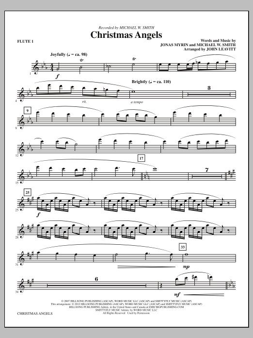 John Leavitt Christmas Angels - Flute 1 sheet music notes and chords arranged for Choir Instrumental Pak