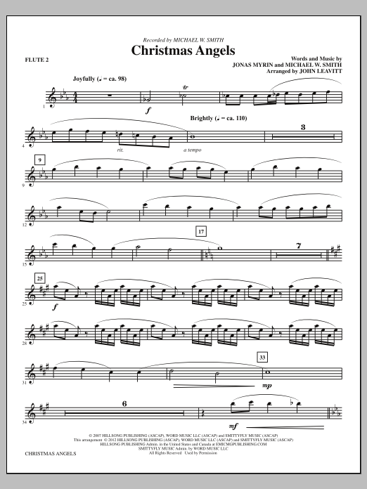John Leavitt Christmas Angels - Flute 2 sheet music notes and chords arranged for Choir Instrumental Pak