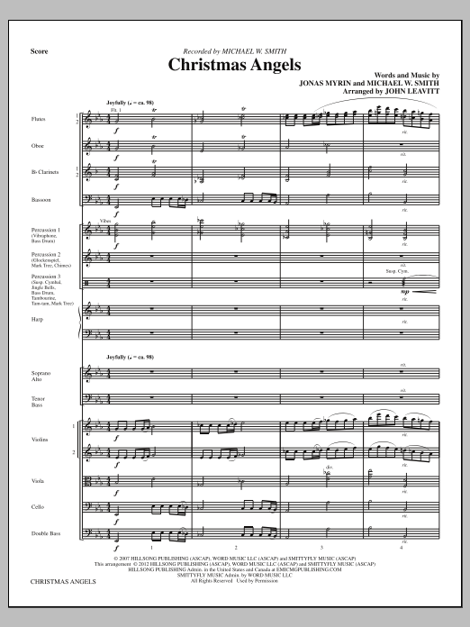 John Leavitt Christmas Angels - Full Score sheet music notes and chords arranged for Choir Instrumental Pak