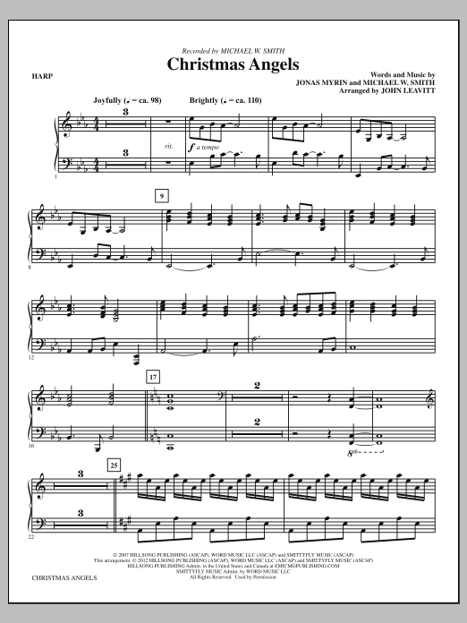 John Leavitt Christmas Angels - Harp sheet music notes and chords arranged for Choir Instrumental Pak