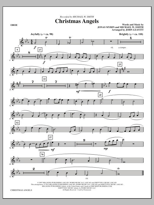 John Leavitt Christmas Angels - Oboe sheet music notes and chords arranged for Choir Instrumental Pak