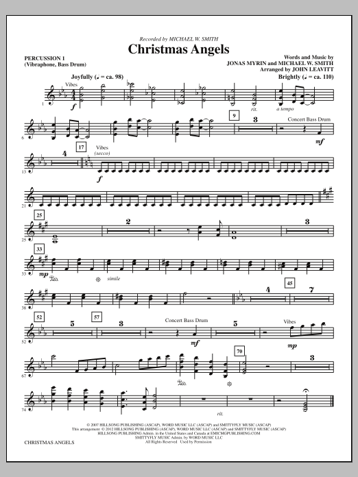 John Leavitt Christmas Angels - Percussion 1 sheet music notes and chords arranged for Choir Instrumental Pak