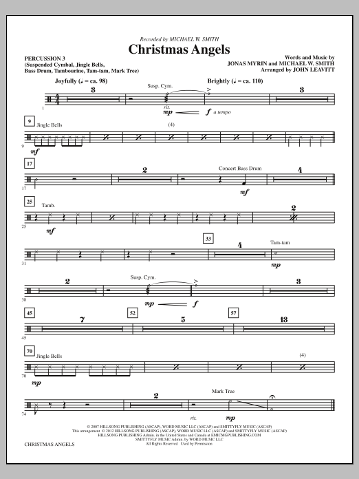 John Leavitt Christmas Angels - Percussion 3 sheet music notes and chords arranged for Choir Instrumental Pak