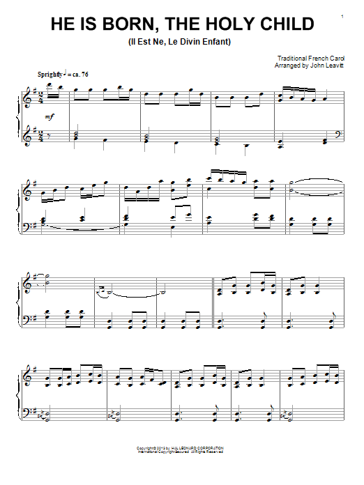 John Leavitt Christmas Tidings sheet music notes and chords arranged for Piano Solo