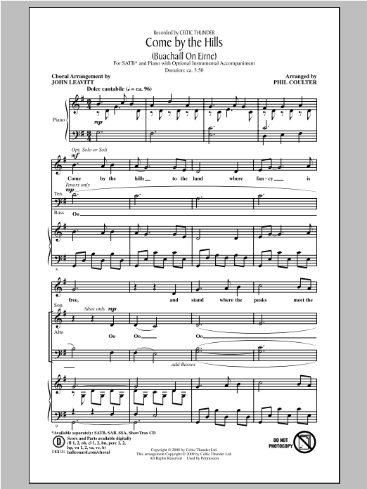John Leavitt Come By The Hills (Buachaill On Eirne) sheet music notes and chords arranged for SATB Choir