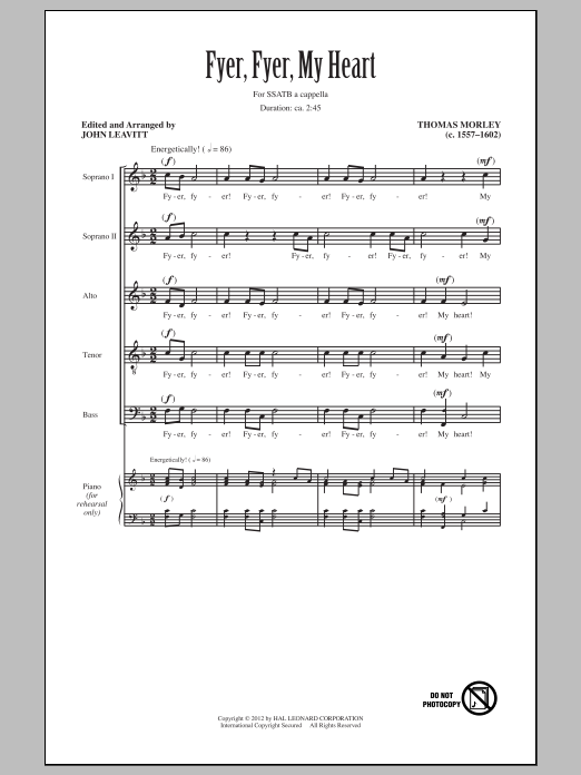 John Leavitt Fyer, Fyer, My Heart sheet music notes and chords arranged for SATB Choir