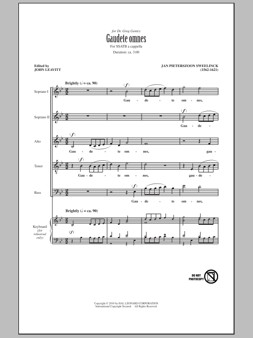 John Leavitt Gaudete Omnes sheet music notes and chords arranged for SATB Choir