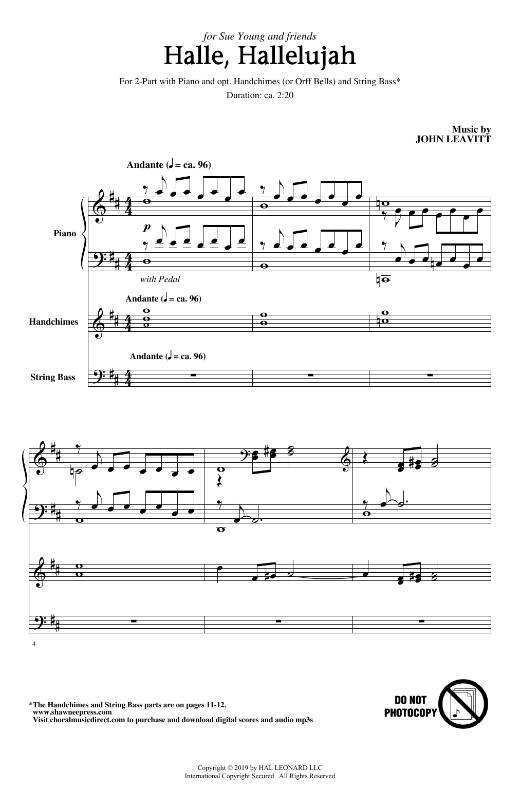 John Leavitt Halle, Hallelujah sheet music notes and chords arranged for 2-Part Choir