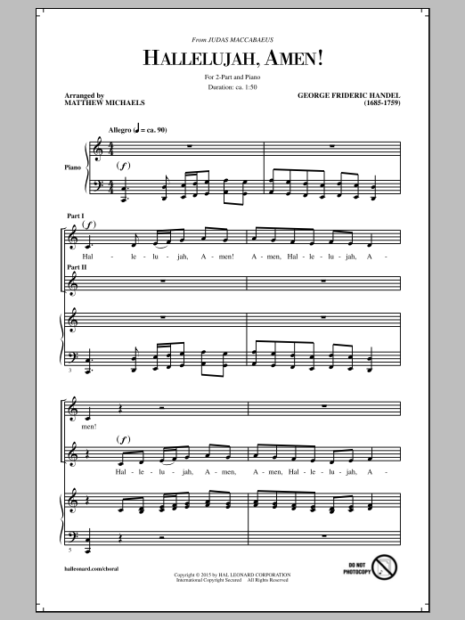 John Leavitt Hallelujah, Amen! sheet music notes and chords arranged for 2-Part Choir