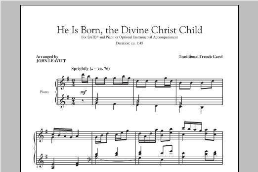 John Leavitt He Is Born sheet music notes and chords arranged for 2-Part Choir