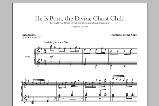 John Leavitt He Is Born sheet music notes and chords arranged for SATB Choir