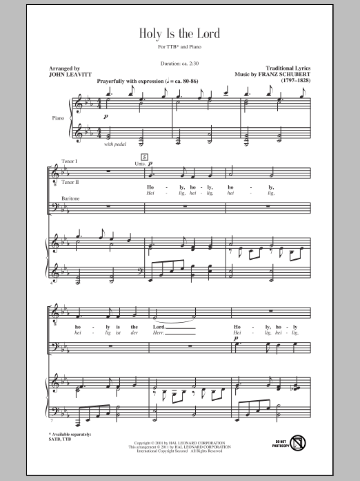 John Leavitt Holy Is The Lord sheet music notes and chords arranged for TTBB Choir