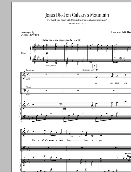 John Leavitt Jesus Died On Calvary's Mountain sheet music notes and chords arranged for SATB Choir