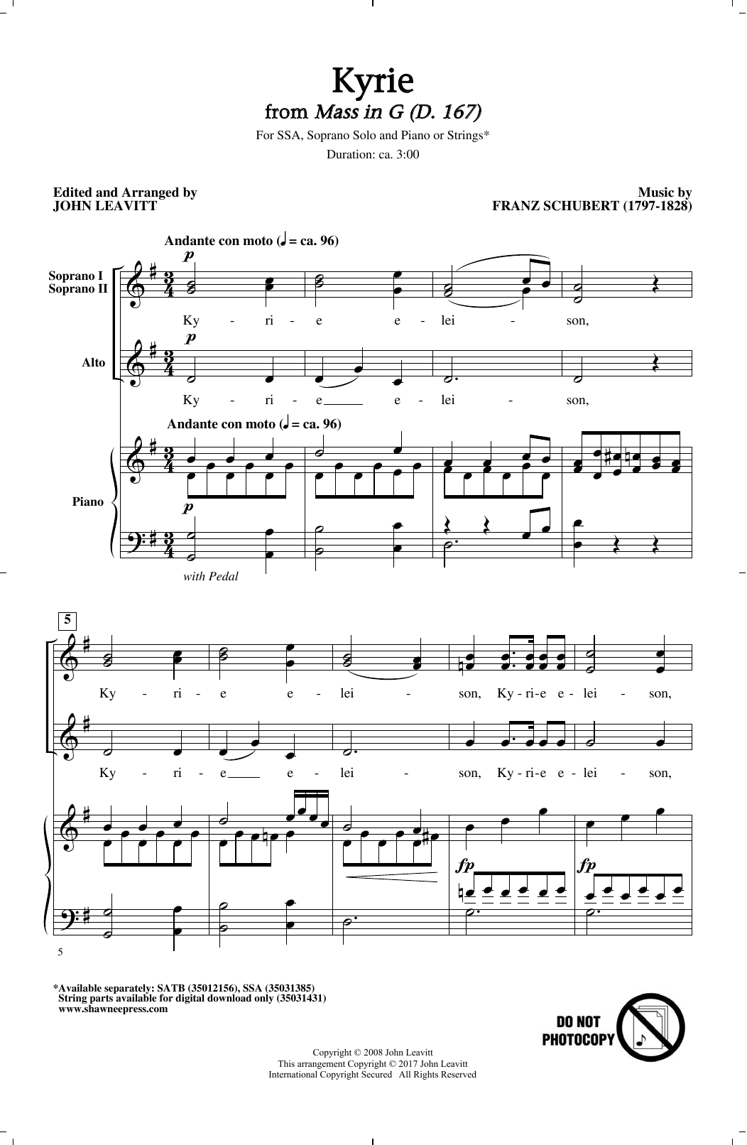 John Leavitt Kyrie sheet music notes and chords arranged for SSA Choir