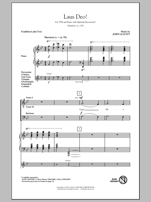 John Leavitt Laus Deo! sheet music notes and chords arranged for SSA Choir