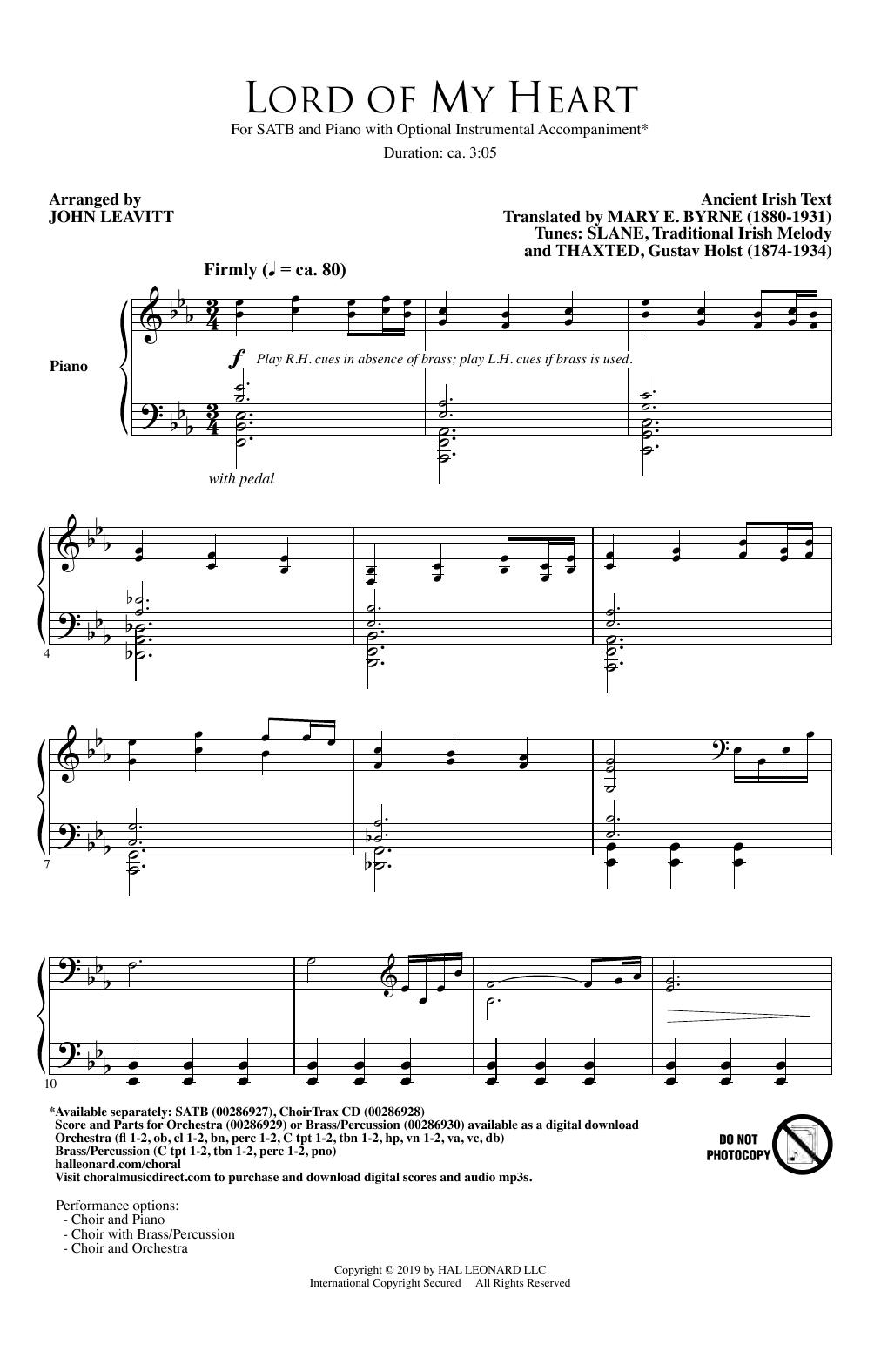 John Leavitt Lord Of My Heart sheet music notes and chords arranged for SATB Choir