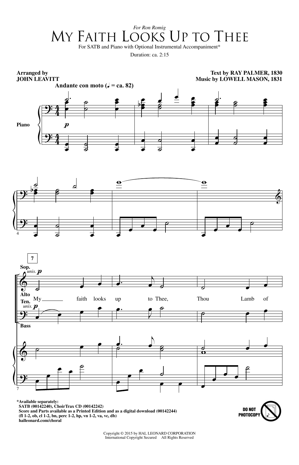 John Leavitt My Faith Looks Up To Thee sheet music notes and chords arranged for SATB Choir