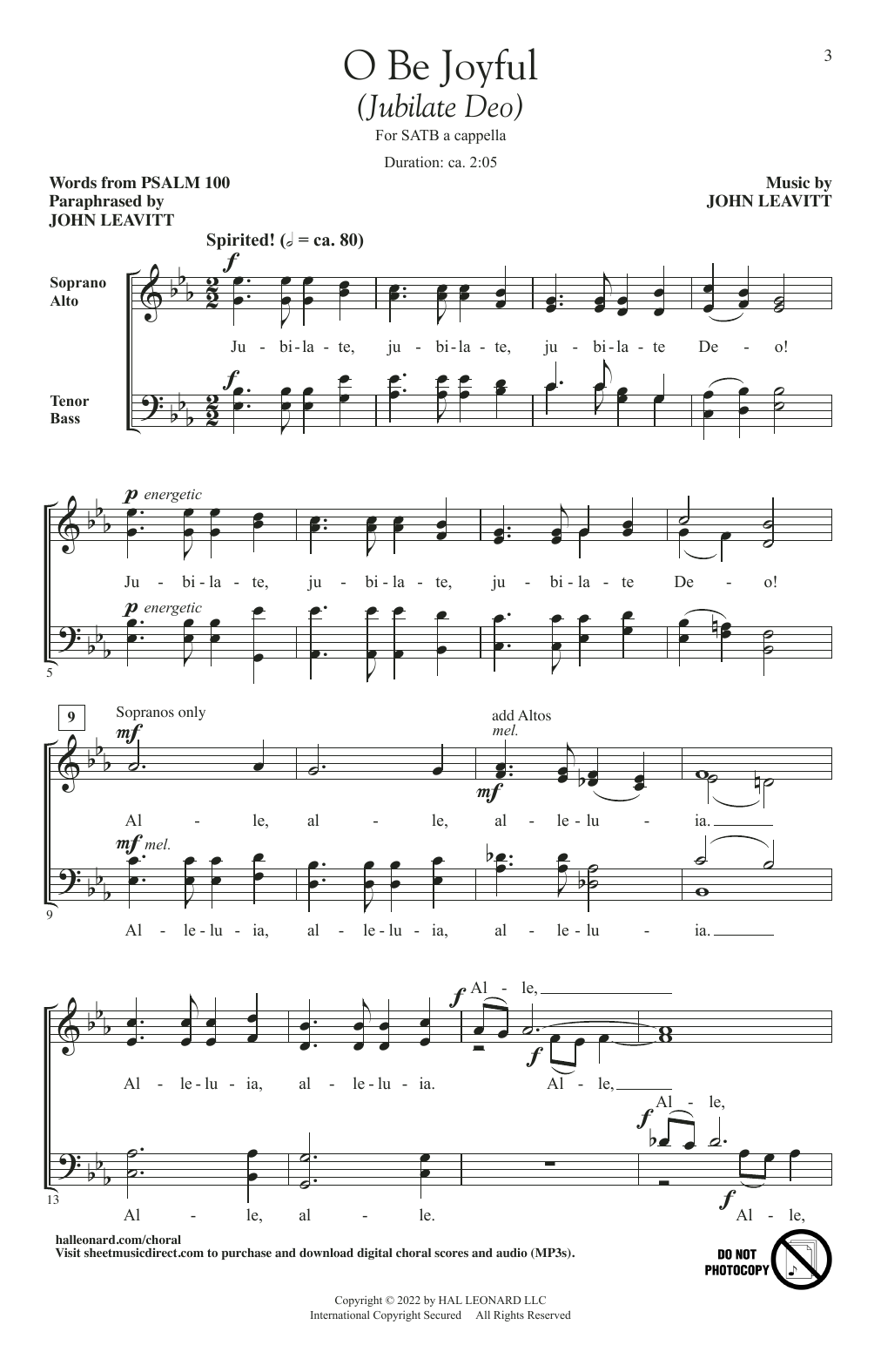 John Leavitt O Be Joyful (Jubilate Deo) sheet music notes and chords arranged for SATB Choir