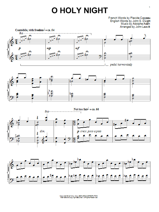 John Leavitt O Holy Night sheet music notes and chords arranged for Piano Solo