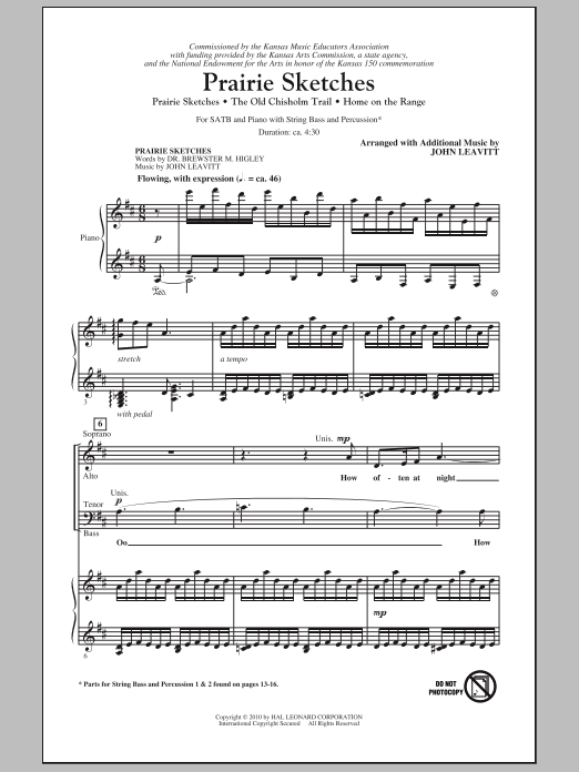 John Leavitt Prairie Sketches (Medley) sheet music notes and chords arranged for SATB Choir