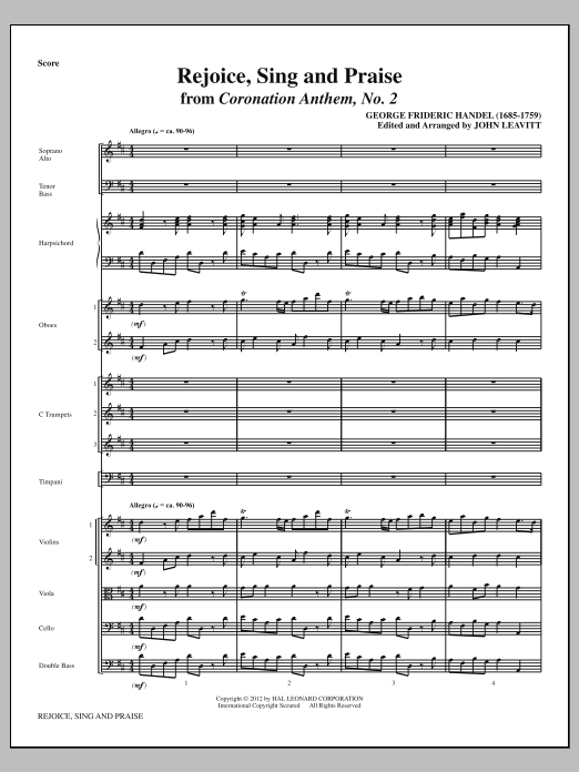 John Leavitt Rejoice, Sing And Praise - Full Score sheet music notes and chords arranged for Choir Instrumental Pak