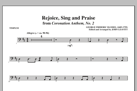 John Leavitt Rejoice, Sing And Praise - Timpani sheet music notes and chords arranged for Choir Instrumental Pak