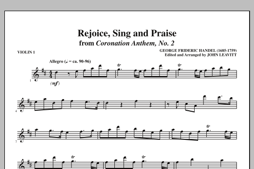 John Leavitt Rejoice, Sing And Praise - Violin 1 sheet music notes and chords arranged for Choir Instrumental Pak