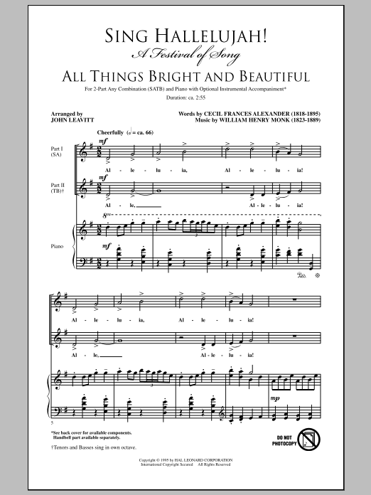 John Leavitt Sing Hallelujah! A Festival Of Song sheet music notes and chords arranged for SATB Choir