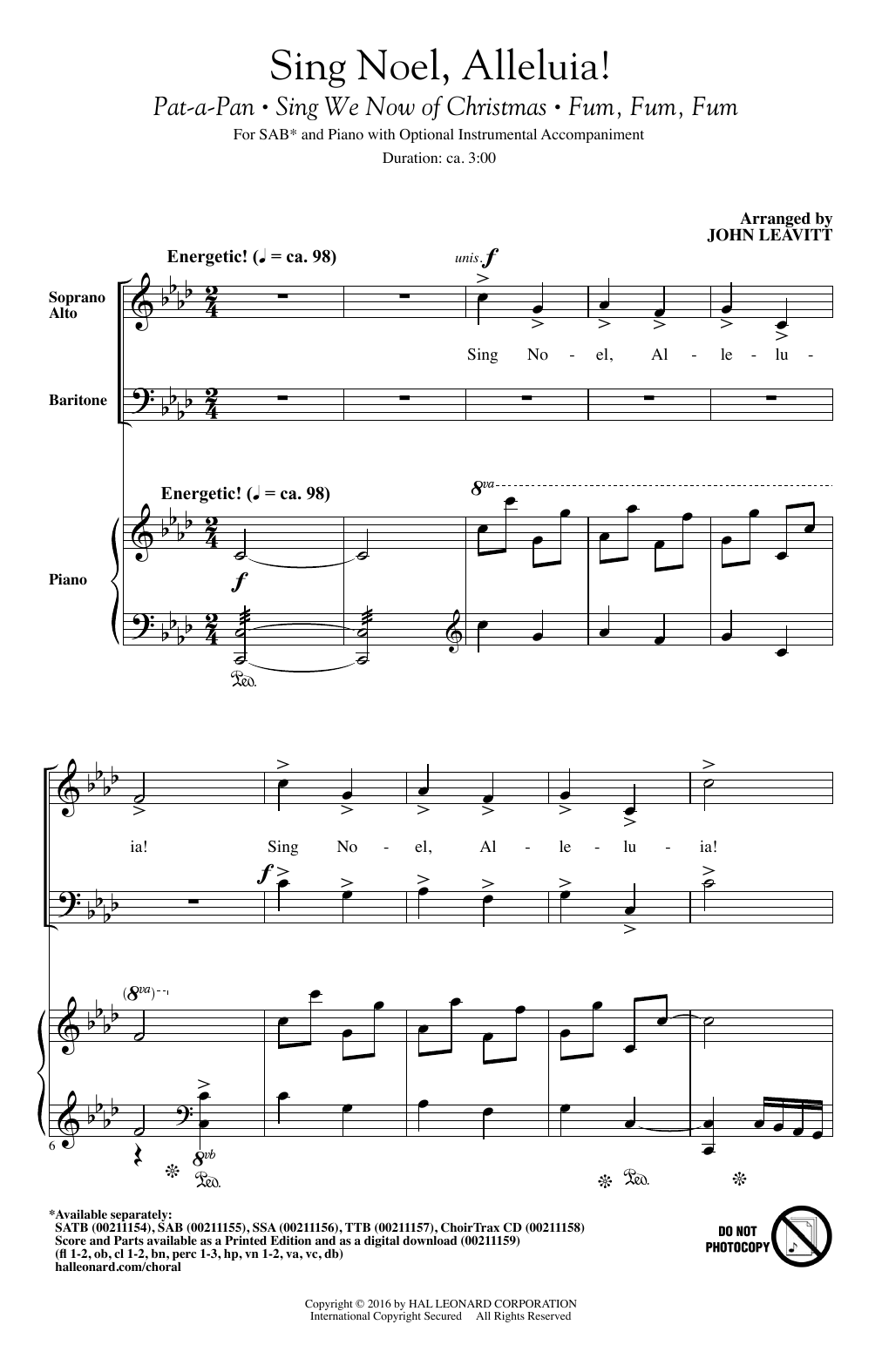 John Leavitt Sing Noel, Alleluia! sheet music notes and chords arranged for SAB Choir