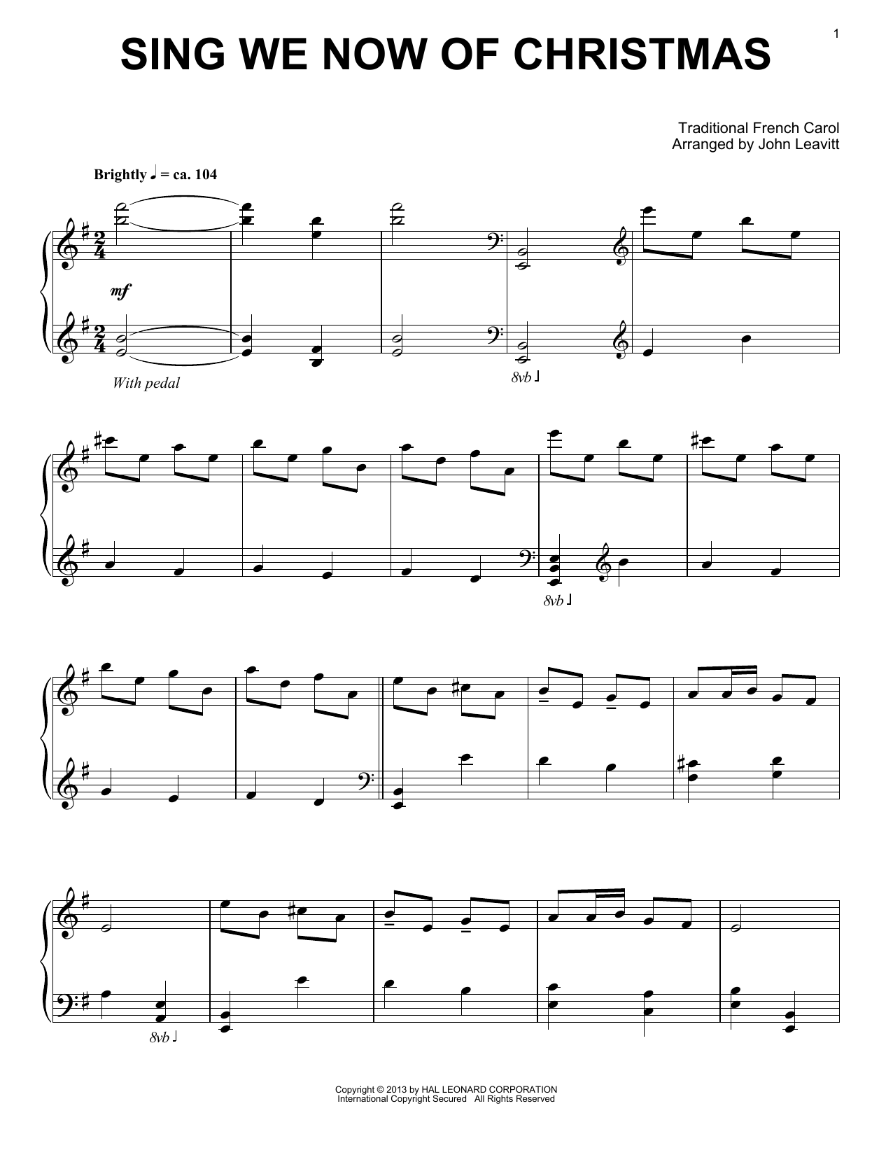 John Leavitt Sing We Now Of Christmas sheet music notes and chords arranged for SATB Choir