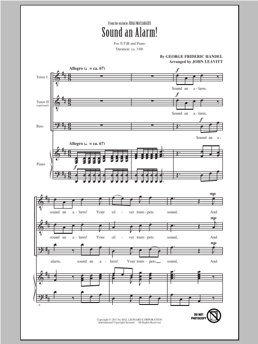 John Leavitt Sound An Alarm! sheet music notes and chords arranged for TTB Choir