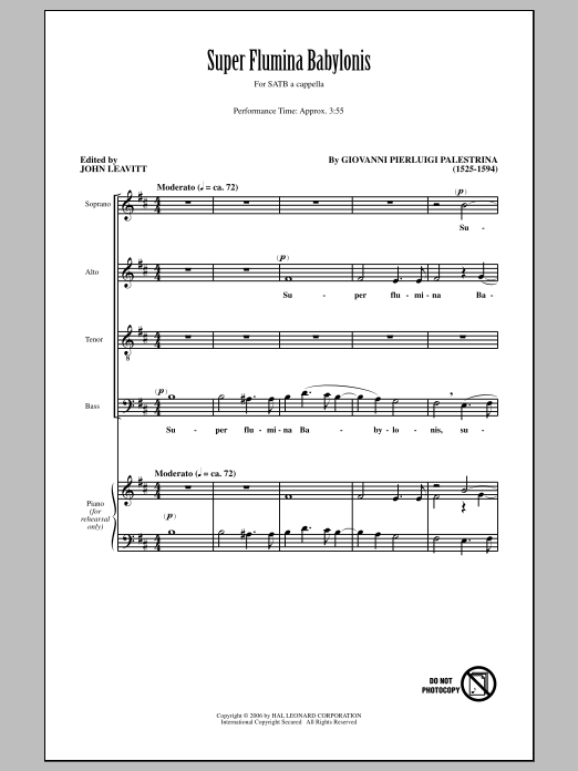 John Leavitt Super Flumina Babylonis sheet music notes and chords arranged for SATB Choir