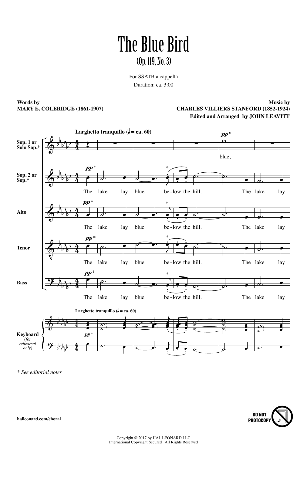 John Leavitt The Blue Bird sheet music notes and chords arranged for SATB Choir