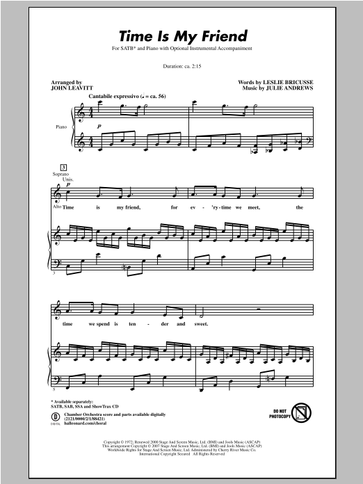 John Leavitt Time Is My Friend sheet music notes and chords arranged for SATB Choir
