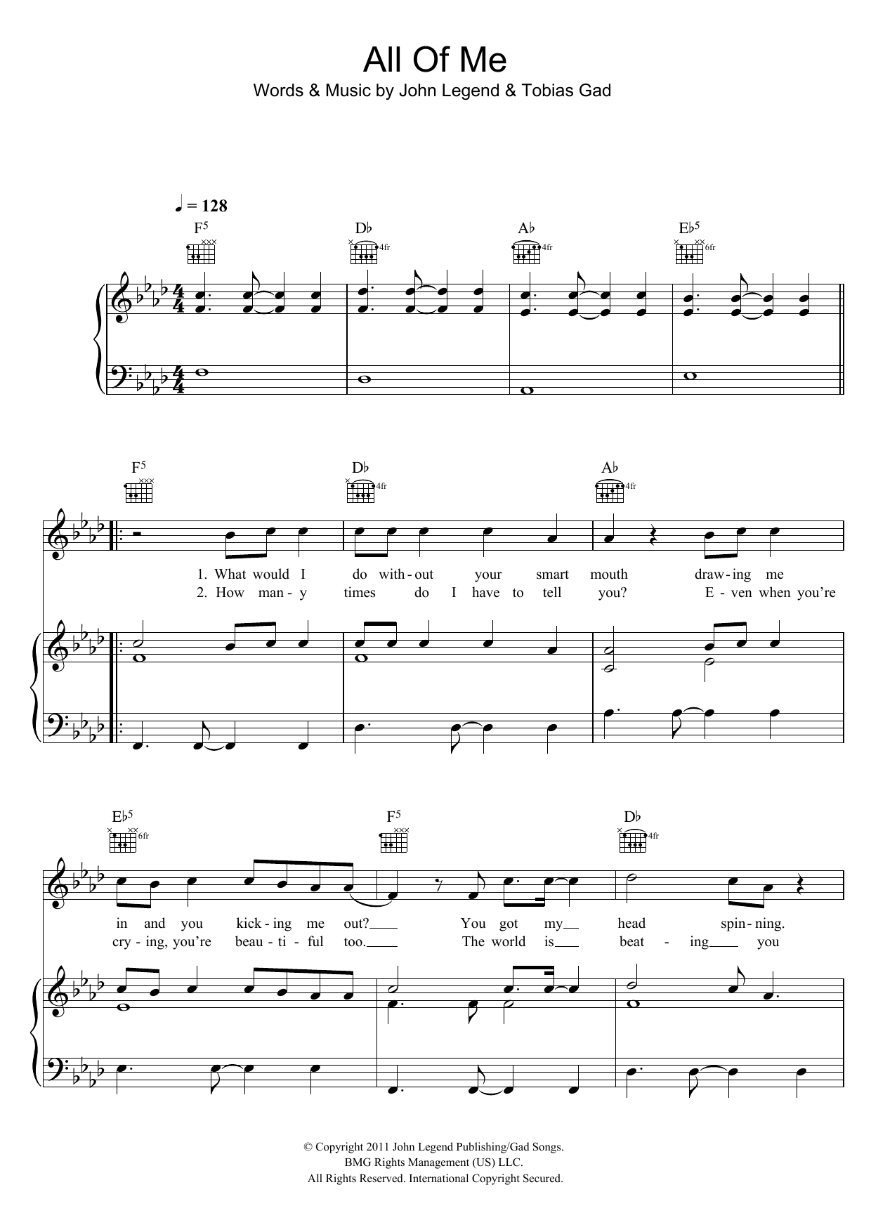 John Legend All Of Me sheet music notes and chords arranged for Ukulele