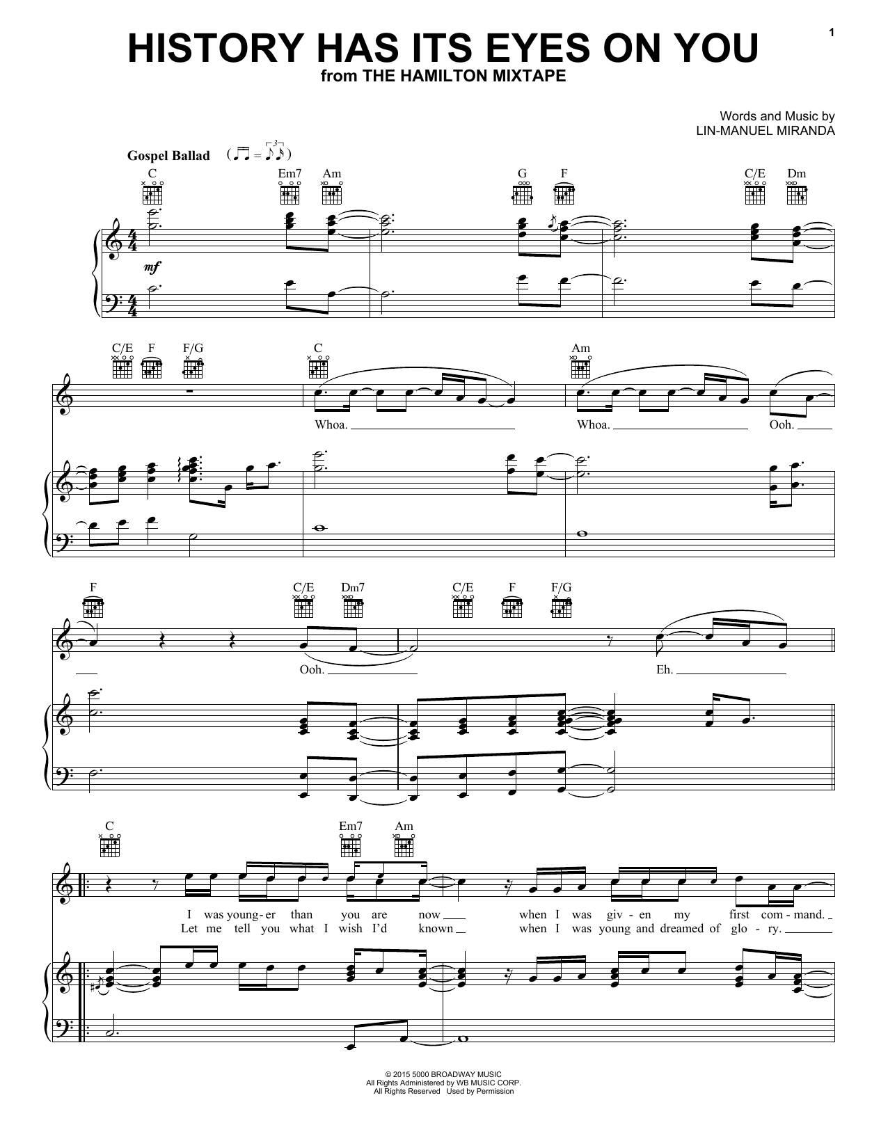 John Legend History Has Its Eyes On You sheet music notes and chords arranged for Piano, Vocal & Guitar Chords (Right-Hand Melody)