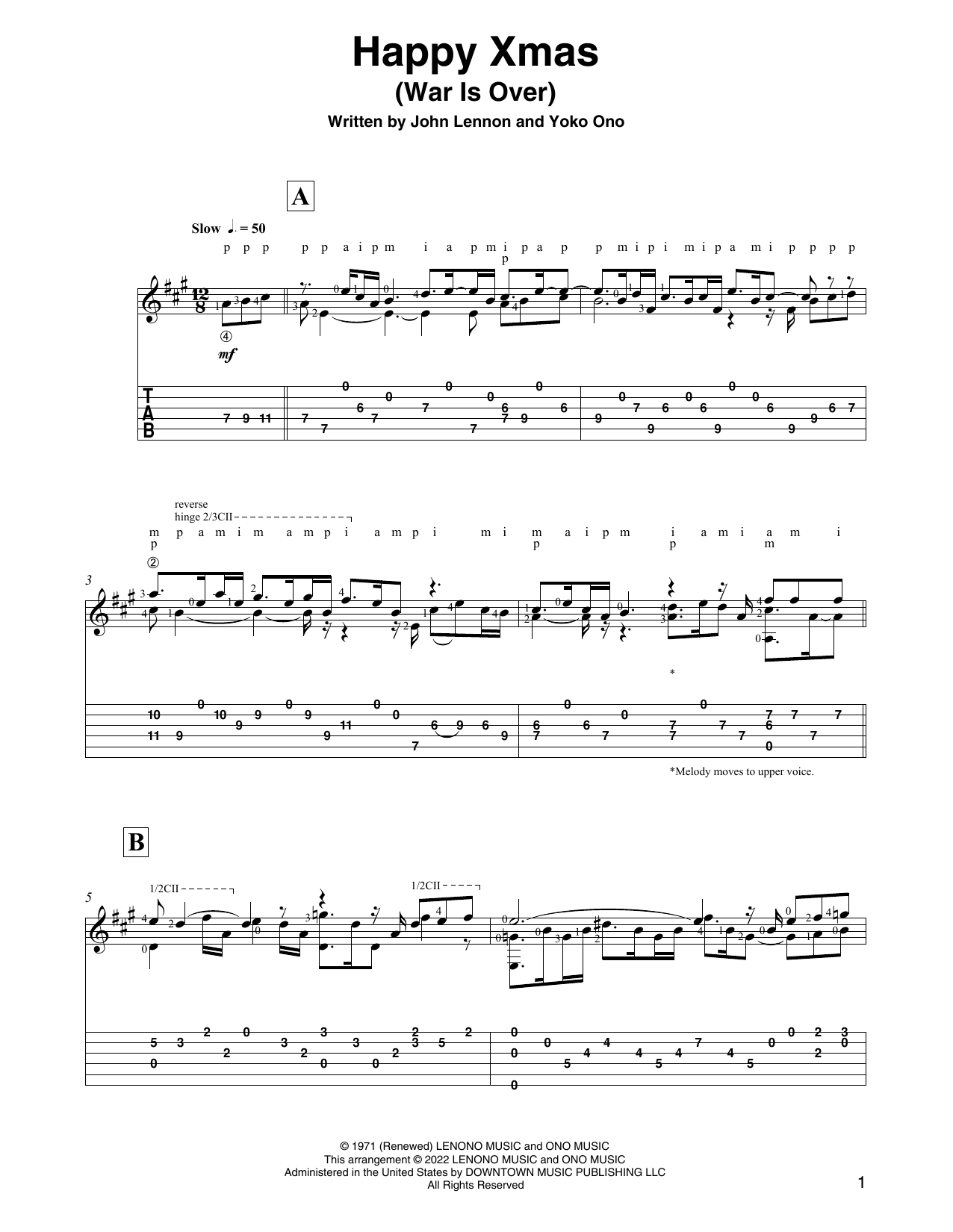 John Lennon Happy Xmas (War Is Over) (arr. David Jaggs) sheet music notes and chords arranged for Solo Guitar