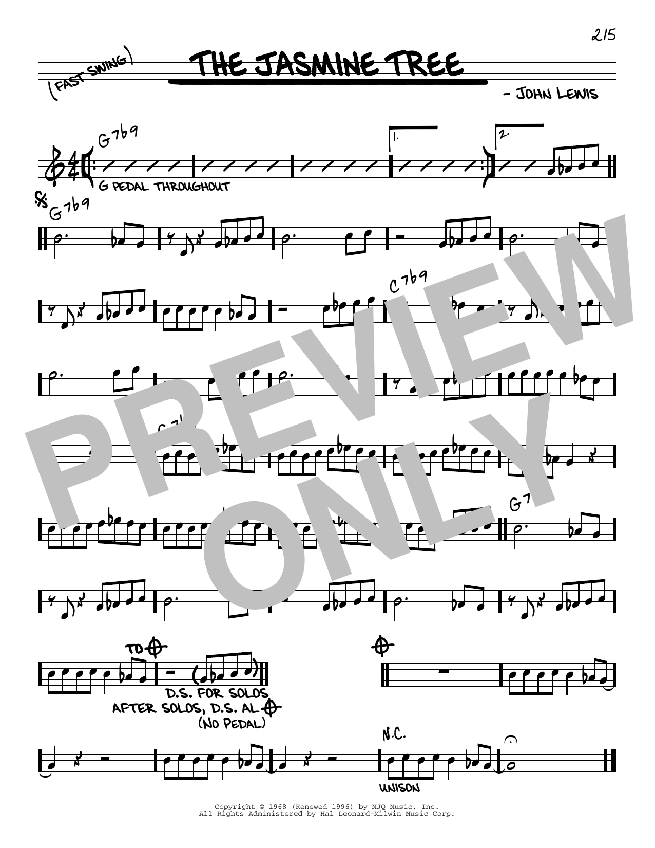 John Lewis The Jasmine Tree sheet music notes and chords arranged for Real Book – Melody & Chords