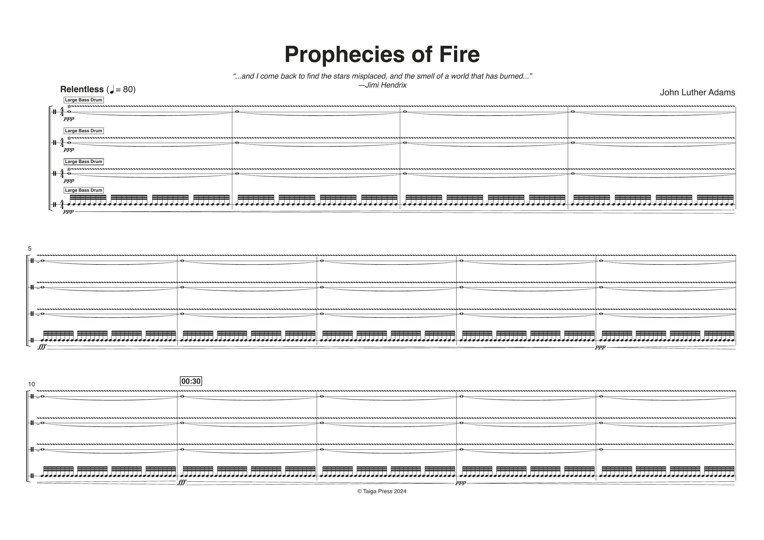John Luther Adams Prophecies of Fire (Score) sheet music notes and chords arranged for Percussion Ensemble