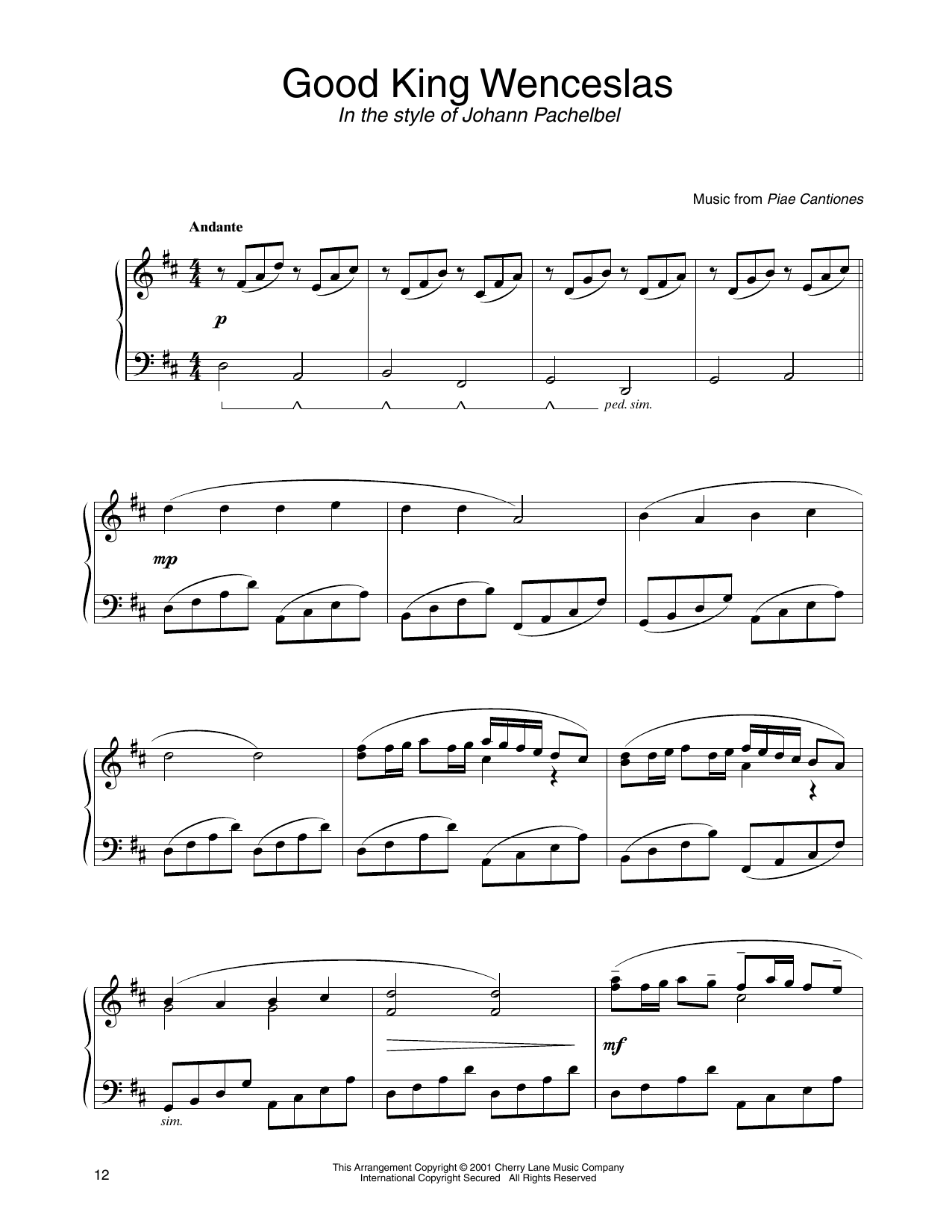 John M. Neale Good King Wenceslas (in the style of Johann Pachelbel) (arr. Carol Klose) sheet music notes and chords arranged for Piano Solo
