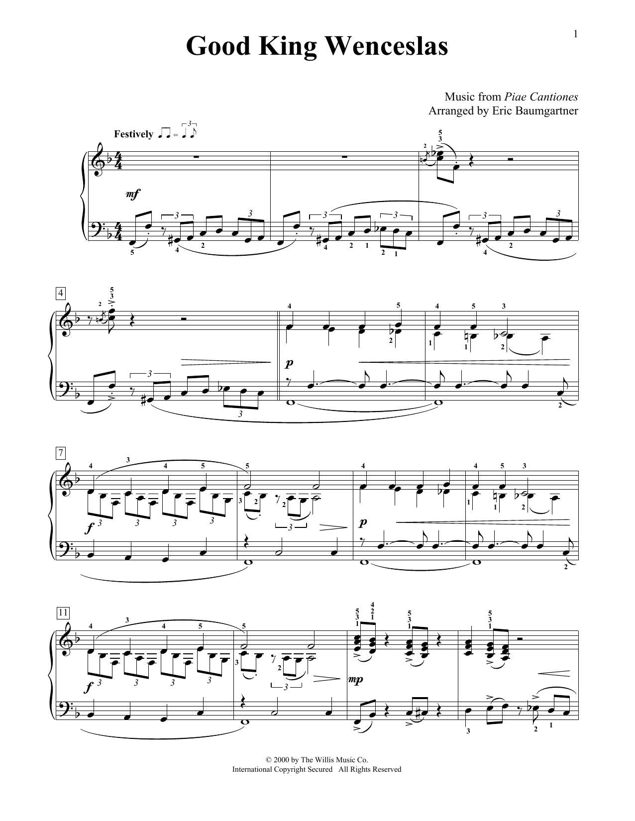 John M. Neale Good King Wenceslas [Jazz version] (arr. Eric Baumgartner) sheet music notes and chords arranged for Educational Piano